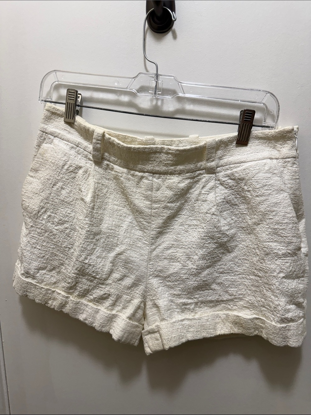 Diane von Furstenberg Textured Women's Cotton Shorts in Ivory